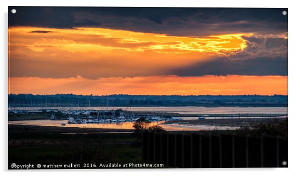 Walton On Naze Backwater Sunset Acrylic by matthew  mallett