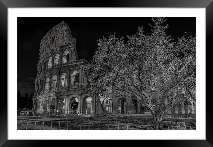 the Colosseum (Black and White) Framed Mounted Print by Paul Andrews