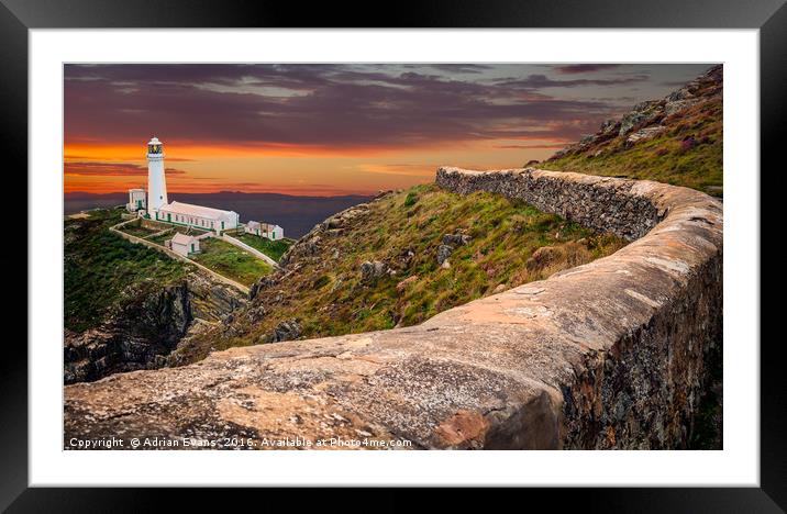 South Stack Lighthouse Framed Mounted Print by Adrian Evans