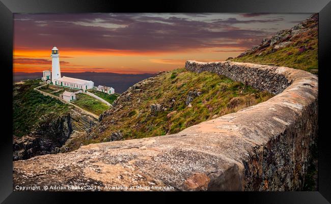 South Stack Lighthouse Framed Print by Adrian Evans