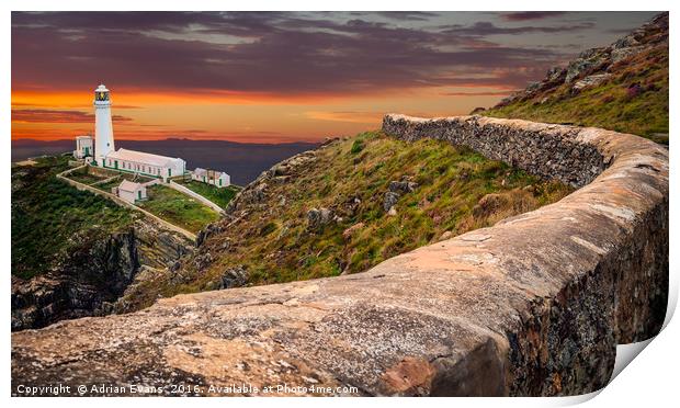 South Stack Lighthouse Print by Adrian Evans