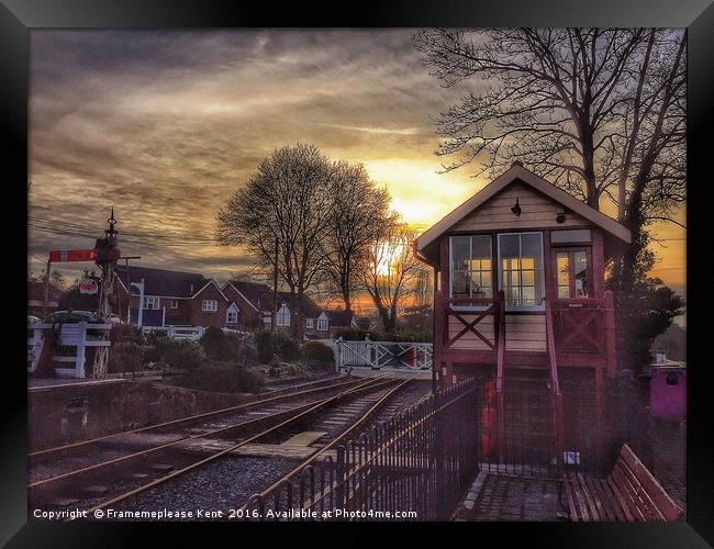 Tenterden Town Train station at sunset Framed Print by Framemeplease UK