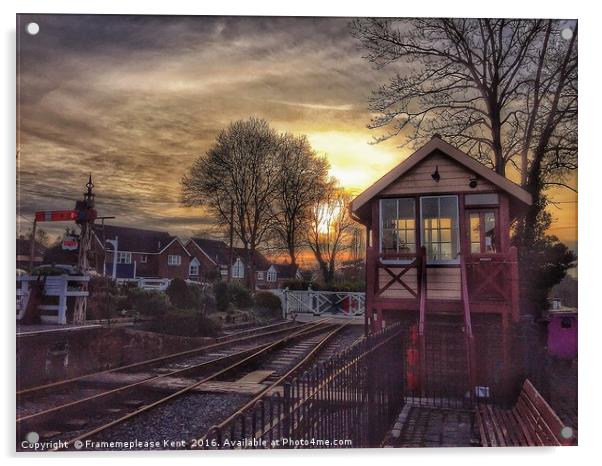 Tenterden Town Train station at sunset Acrylic by Framemeplease UK