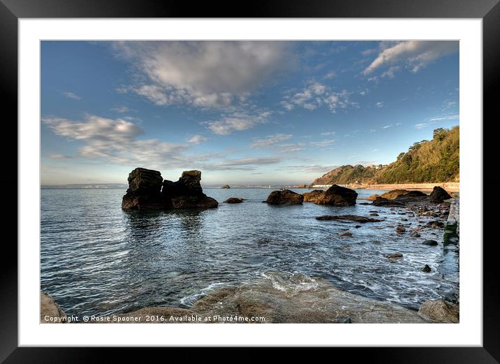 Rocky View at the end of Meadfoot Beach Torquay Framed Mounted Print by Rosie Spooner