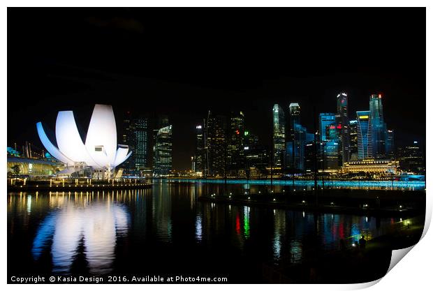 The Lotus at Night, Singapore Print by Kasia Design