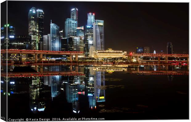 Glittering Singapore Skyline Canvas Print by Kasia Design