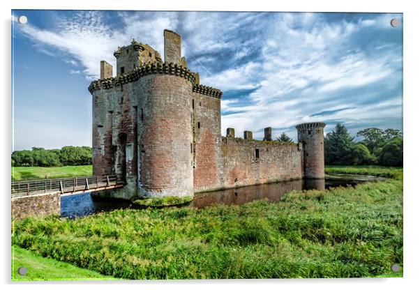 Caerlaverock Castle Acrylic by Valerie Paterson