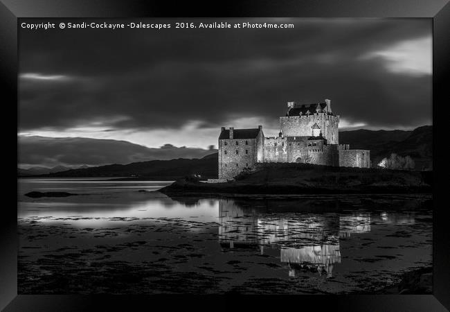 Eilean Donan Castle - Monochrome Framed Print by Sandi-Cockayne ADPS