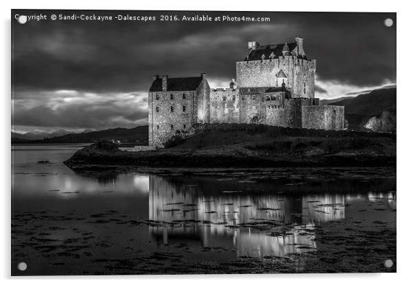 Eilean Donan Castle - Monochrome II Acrylic by Sandi-Cockayne ADPS