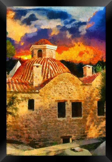 A digital painting of a View of Kaleici Antalya Tu Framed Print by ken biggs