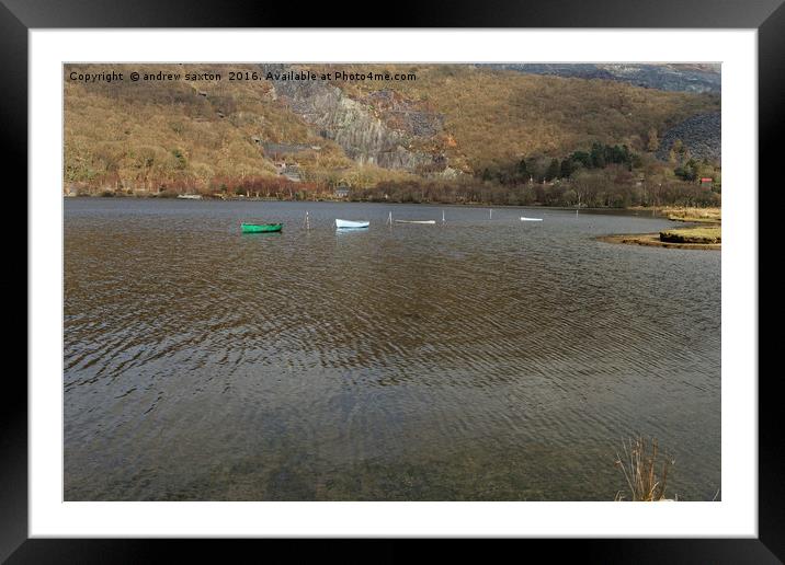 LLANBERIS BOATS Framed Mounted Print by andrew saxton