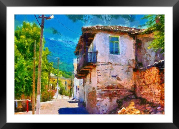 Old Turkish village streets digital painting Framed Mounted Print by ken biggs