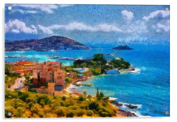 View of Kusadasi Turkey digital painting Acrylic by ken biggs