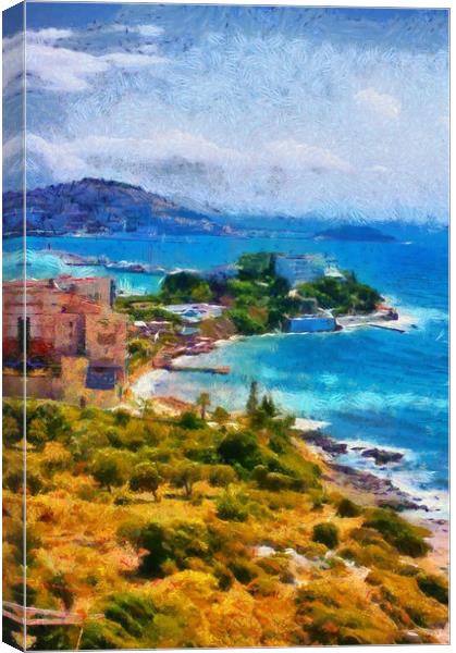 View of Kusadasi Turkey digital painting Canvas Print by ken biggs