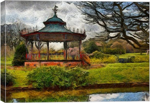 A Digital painting of the Bandstand in Sefton Park Canvas Print by ken biggs