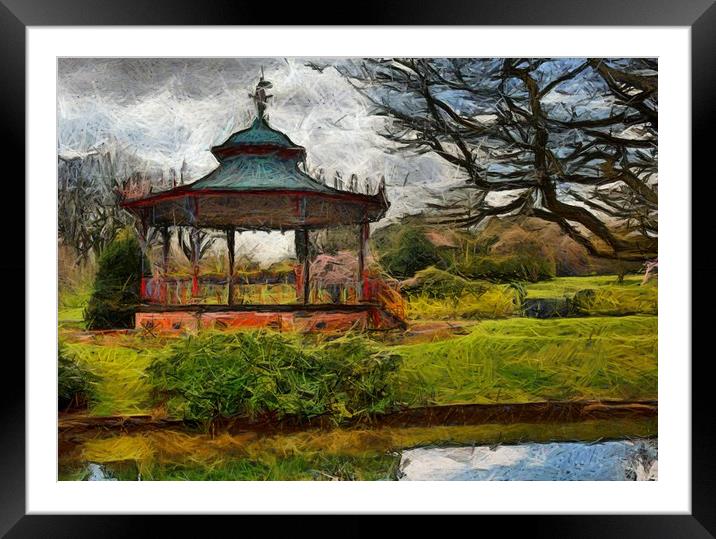 A Digital painting of the Bandstand in Sefton Park Framed Mounted Print by ken biggs