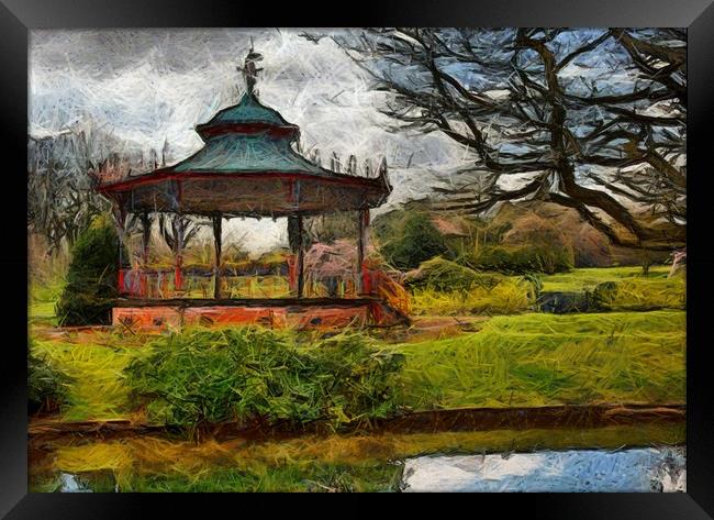 A Digital painting of the Bandstand in Sefton Park Framed Print by ken biggs
