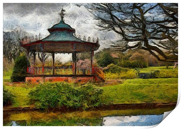 A Digital painting of the Bandstand in Sefton Park Print by ken biggs