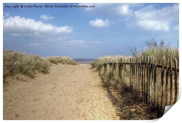 Mablethorpe beach Lincolnshire Print by Diana Mower