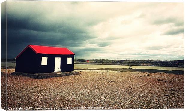 Red roofed hut,Rye harbour  Canvas Print by Framemeplease UK