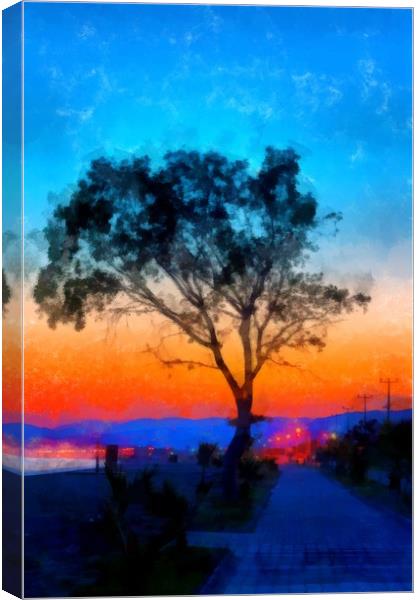 Sunrise on the sea front digital painting Canvas Print by ken biggs