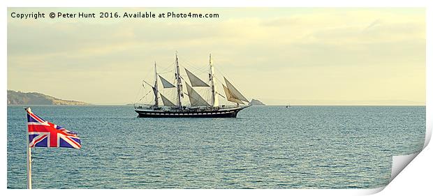 A Tall Ship Passing Print by Peter F Hunt