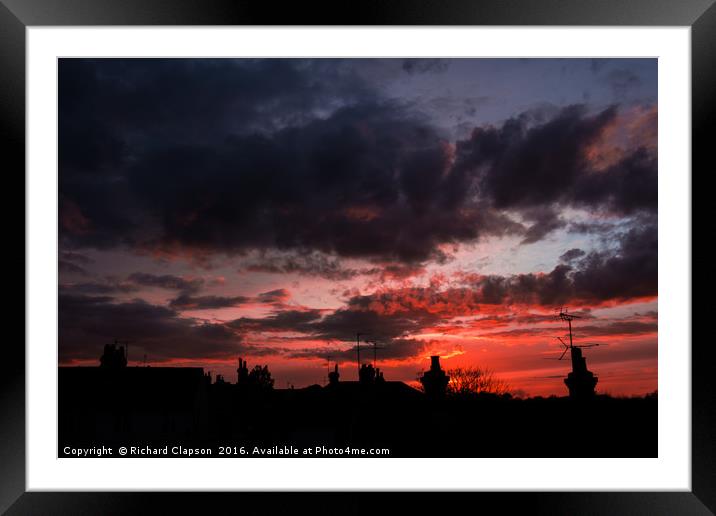 Sunset over Colchester  Framed Mounted Print by Richard Clapson