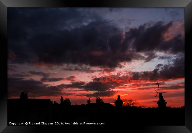 Sunset over Colchester  Framed Print by Richard Clapson