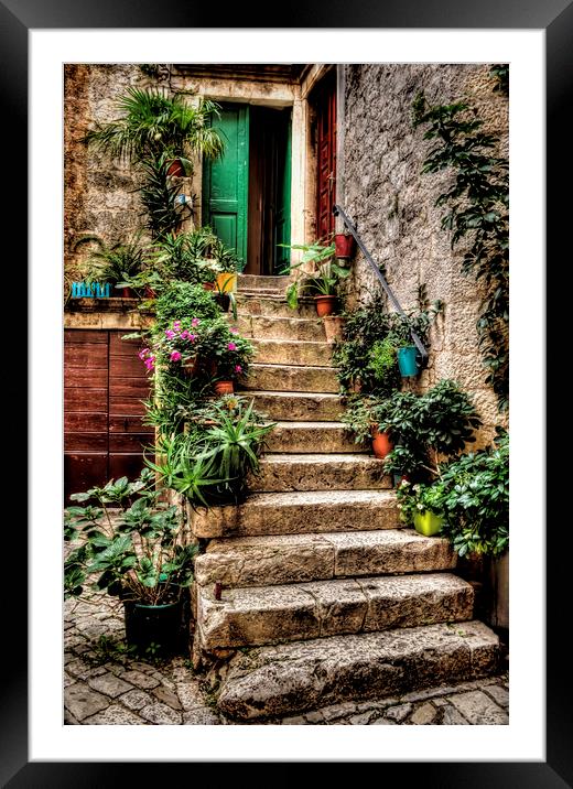 Courtyard Steps Framed Mounted Print by Colin Metcalf