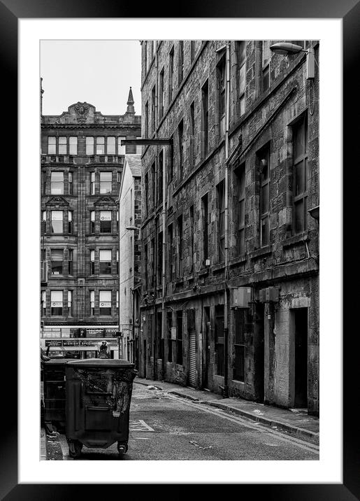 Glasgow Backstreet Monochromatic Framed Mounted Print by Antony McAulay