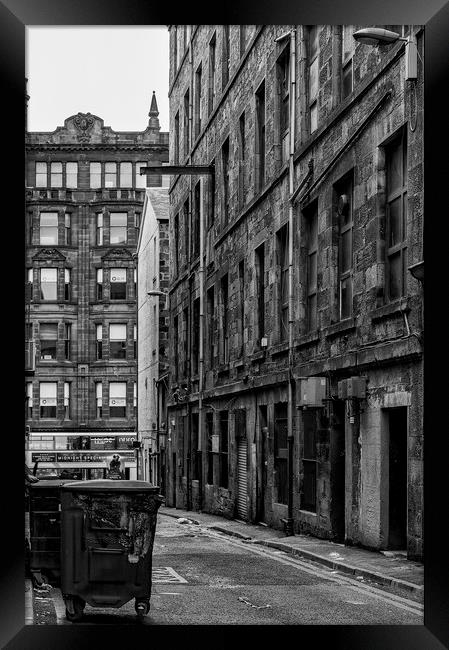 Glasgow Backstreet Monochromatic Framed Print by Antony McAulay
