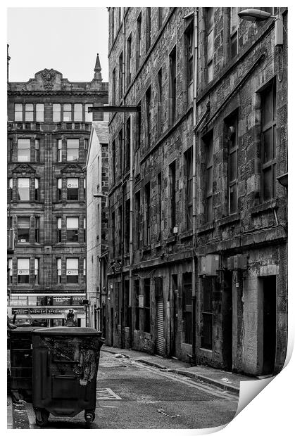 Glasgow Backstreet Monochromatic Print by Antony McAulay