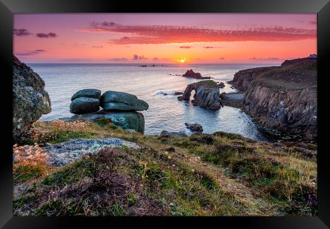 Land's End Sunset Framed Print by Michael Brookes