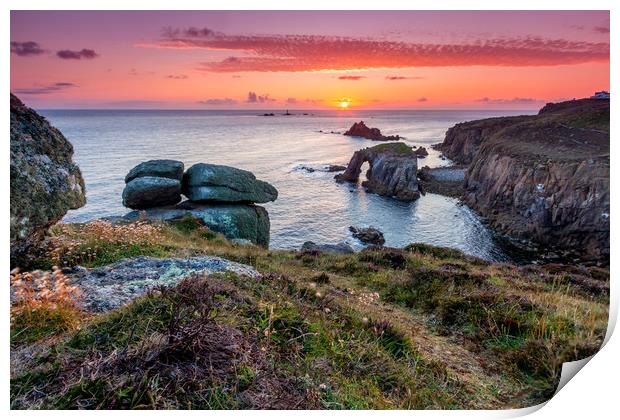 Land's End Sunset Print by Michael Brookes