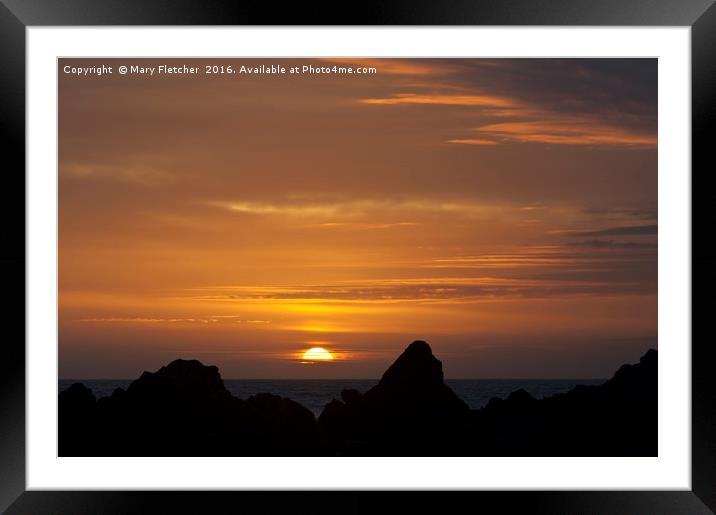 Sunset over Kynance Cove Framed Mounted Print by Mary Fletcher