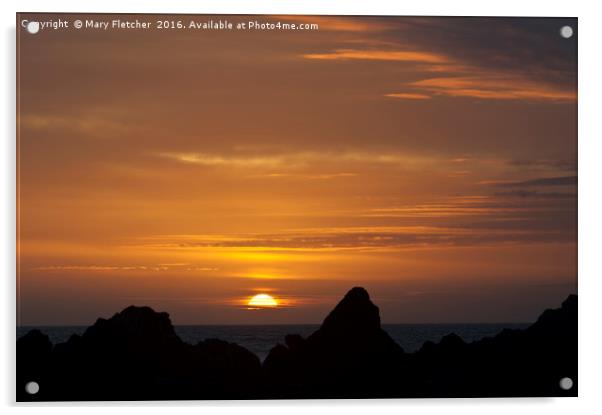 Sunset over Kynance Cove Acrylic by Mary Fletcher
