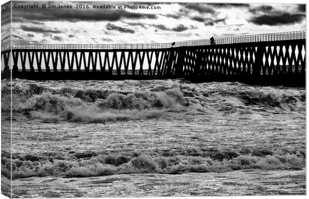 Wooden Pier in black and white Canvas Print by Jim Jones