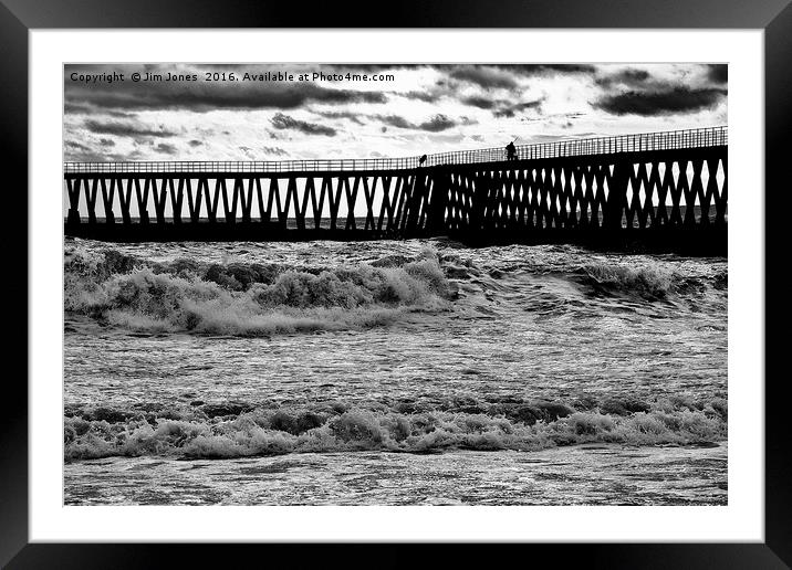 Wooden Pier in black and white Framed Mounted Print by Jim Jones