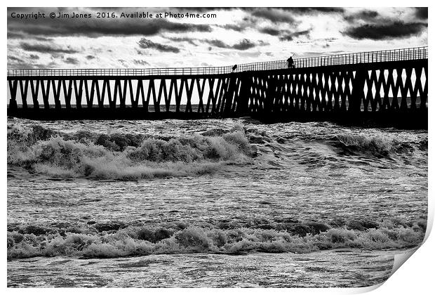 Wooden Pier in black and white Print by Jim Jones