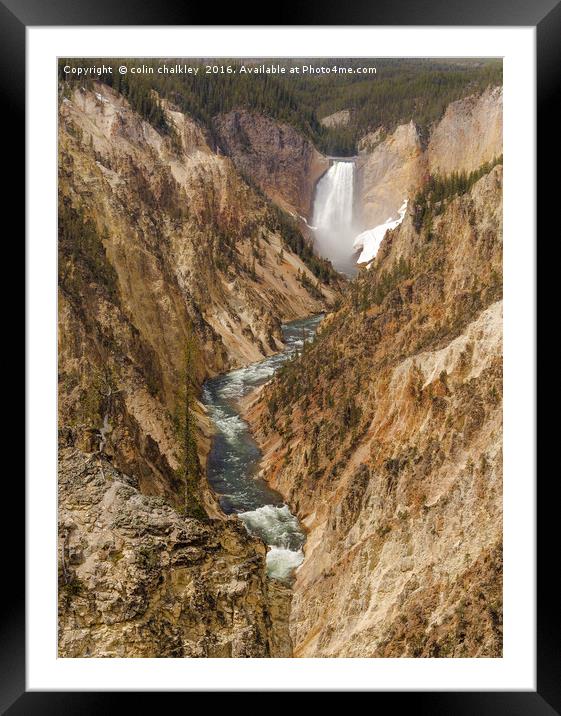 Yellowstone National Park - Lower Falls Framed Mounted Print by colin chalkley