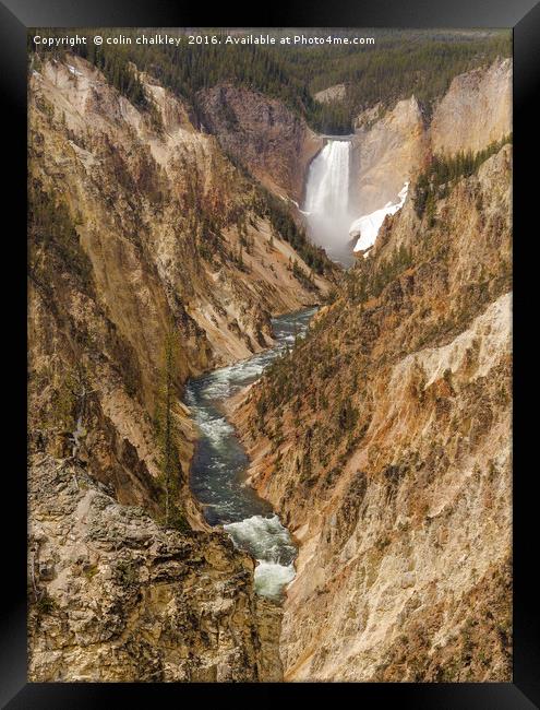 Yellowstone National Park - Lower Falls Framed Print by colin chalkley