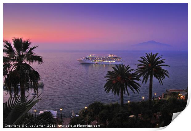 Evening across the Bay of Naples Print by Clive Ashton