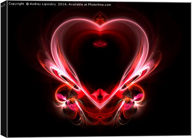 flying heart on a dark background. Abstraction Canvas Print by Andrey Lipinskiy