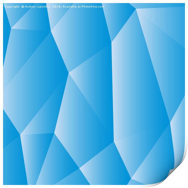 Blue white polygonal Print by Andrey Lipinskiy