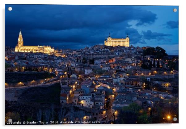 The citadel of Toledo at night Acrylic by Stephen Taylor