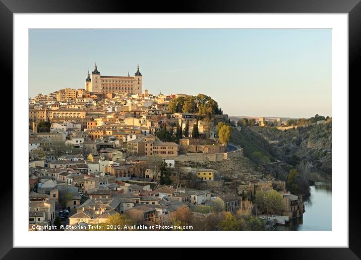 Afternoon light hits the Alcazar of Toledo Framed Mounted Print by Stephen Taylor