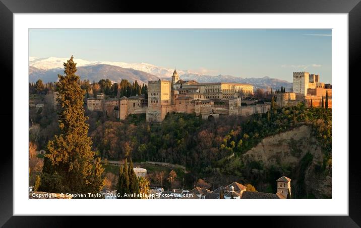 The last of the light at the Alhambra Framed Mounted Print by Stephen Taylor