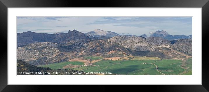 The Ronda Mountain range Framed Mounted Print by Stephen Taylor