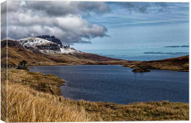 Distant view of Old Man of Storr Canvas Print by Jolanta Kostecka