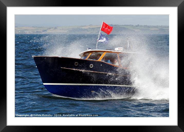 splash boat Framed Mounted Print by Kelvin Rumsby